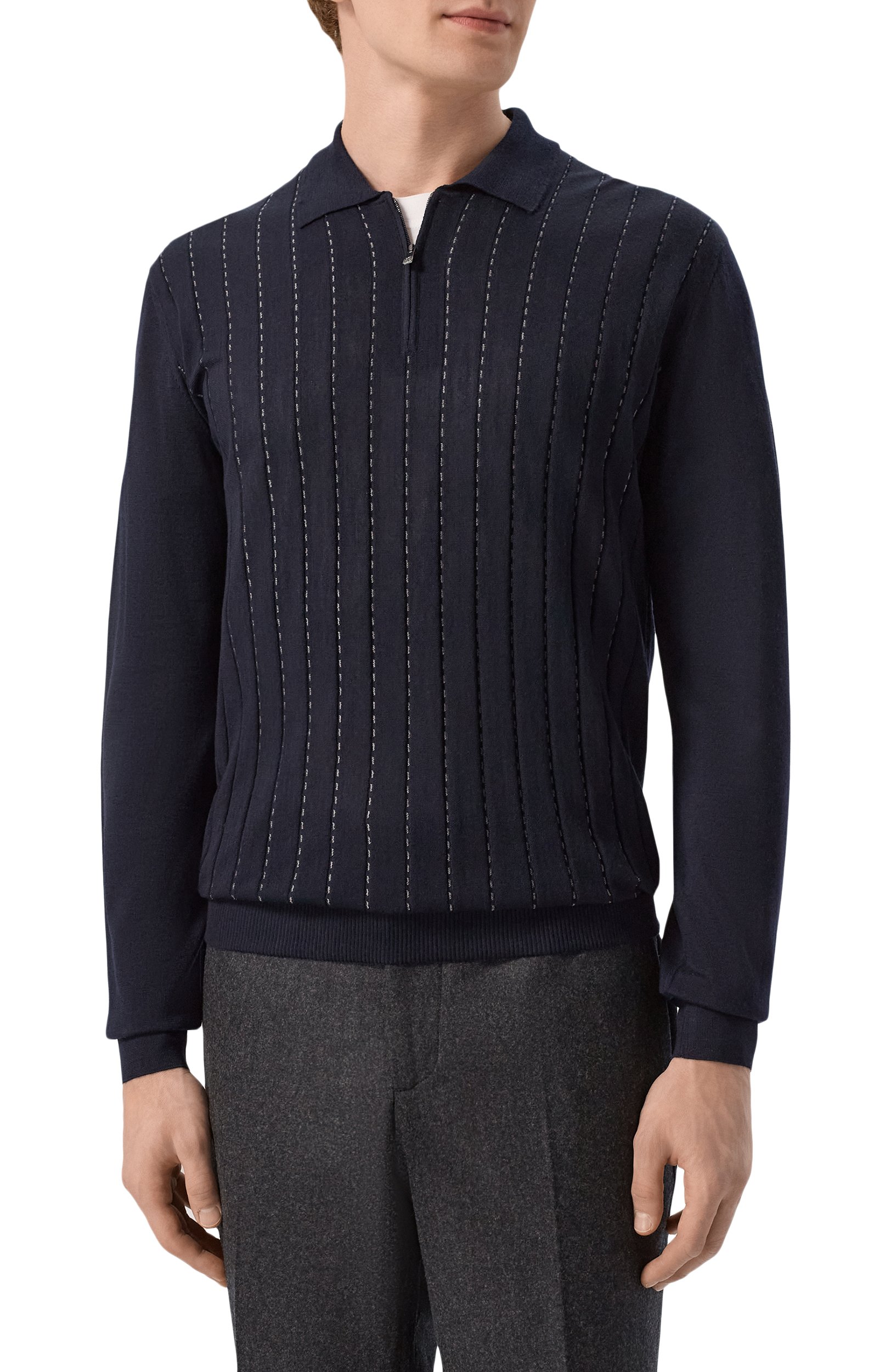 Поло из шерсти и шелка CORNELIANI, арт. 28M563/2A25101, фото 3