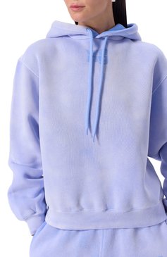 Женский хлопковое худи ALEXANDERWANG.T голубого цвета, арт. 4CC3242108 | Фото 5 (Материал сплава: Проставлено; Длина (для топов): Стандартные; Материал внешний: Хлопок; Рукава: Длинные; Драгоценные камни: Проставлено; Женское Кросс-КТ: Худи-одежда; Стили: Спорт-шик)