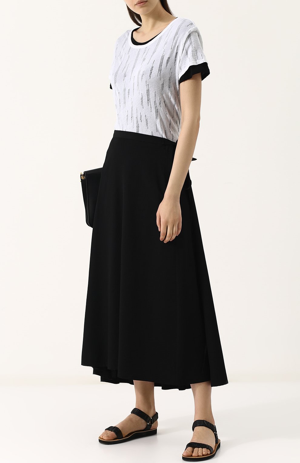 Однотонная шерстяная юбка-миди YOHJI YAMAMOTO, арт. FW-S19-822, фото 2