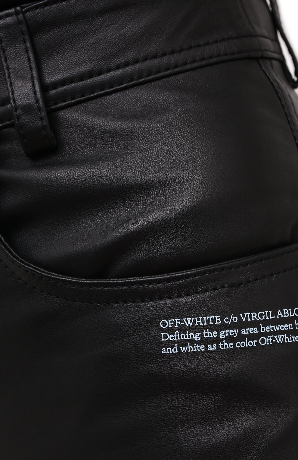 Кожаные брюки OFF-WHITE черного цвета по цене 170000 руб., арт. 0WJB011E20LEA0011000, фото 5 Кожаные брюки OFF-WHITE, арт. 0WJB011E20LEA0011000, фото 5