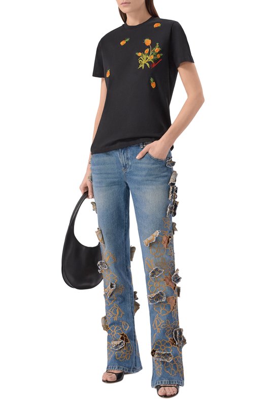 Хлопковая футболка Blumarine 2T131A Чёрный  2T131A Фото 2