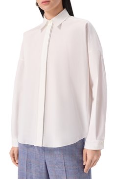 Женская хлопковая рубашка BRUNELLO CUCINELLI белого цвета, арт. M0091MA636 | Фото 3 (Длина (для топов): Удлиненные; Рукава: Длинные; Материал внешний: Хлопок; Стили: Классический; Женское Кросс-КТ: Рубашка-одежда; Принт: Без принта; Автоматизация состава: Проставлено; Автоматизация ТО: Проставлено)