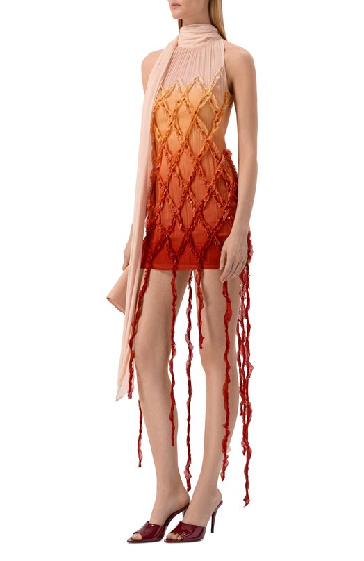 Платье из вискозы Blumarine 2A784A Оранжевый  2A784A Фото 2