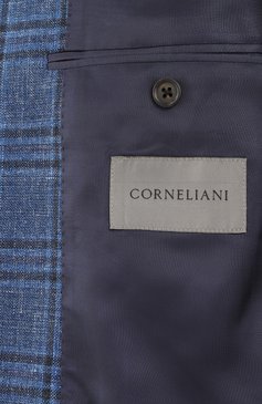 Мужской пиджак из шерсти и шелка CORNELIANI синего цвета, арт. 256018-2516200 | Фото 9 (Материал внешний: Шерсть; Рукава: Длинные; Драгоценные камни: Проставлено; Длина (для топов): Стандартные; Материал сплава: Проставлено; Случай: Повседневный; Пиджаки М: Приталенный; Стили: Кэжуэл; 1-2-бортные: Однобортные)