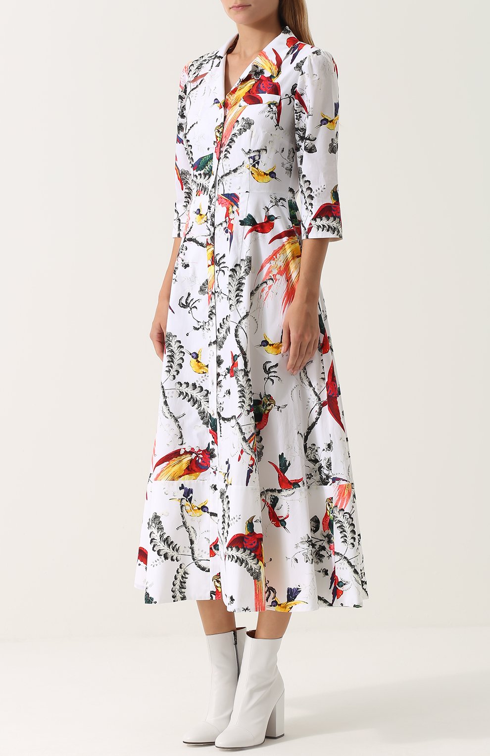 Приталенное платье-рубашка с принтом ERDEM, арт. PF17_20771PPP, фото 3