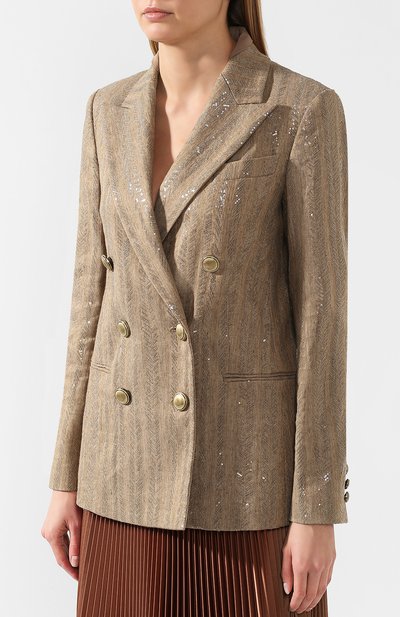 Жакет из смеси хлопка и льна BRUNELLO CUCINELLI, арт. MF5788606, фото 3