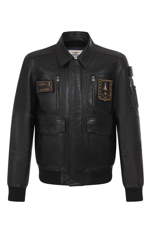Кожаный бомбер Aeronautica Militare 251PN5046PL265 Чёрный 251PN5046PL265