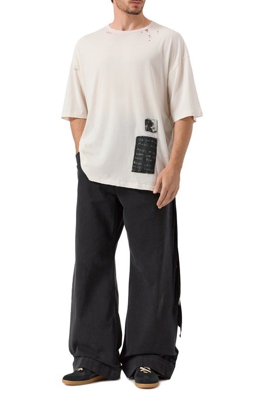 Хлопковая футболка Ann Demeulemeester B0013222/FA637 Кремовый  B0013222/FA637 Фото 2