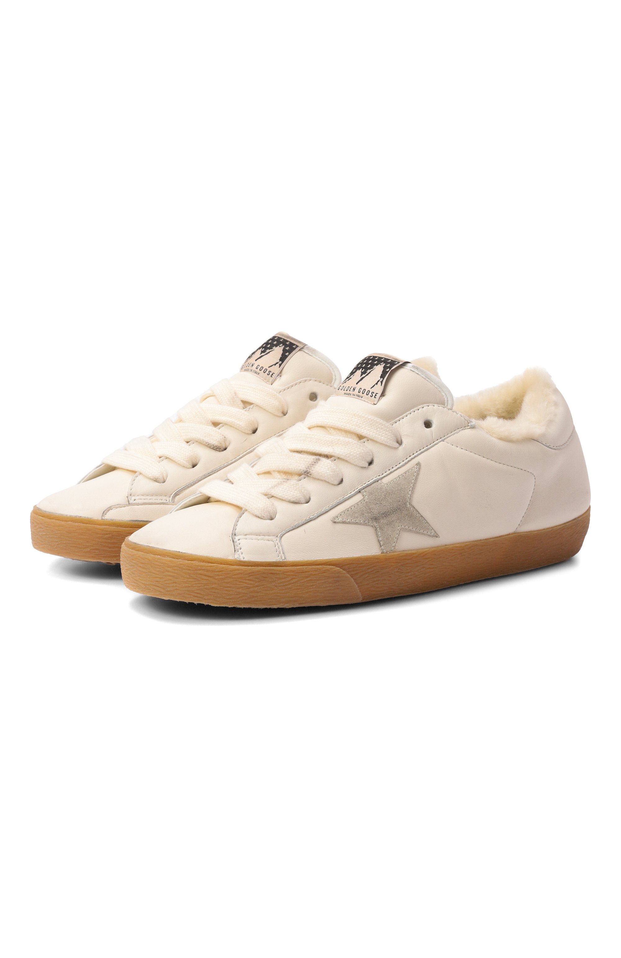 Кожаные кеды super-star GOLDEN GOOSE DELUXE BRAND кремового цвета по цене 84500 руб., арт. GWF00828.F006572, фото 1 Кожаные кеды super-star GOLDEN GOOSE DELUXE BRAND, арт. GWF00828.F006572, фото 1
