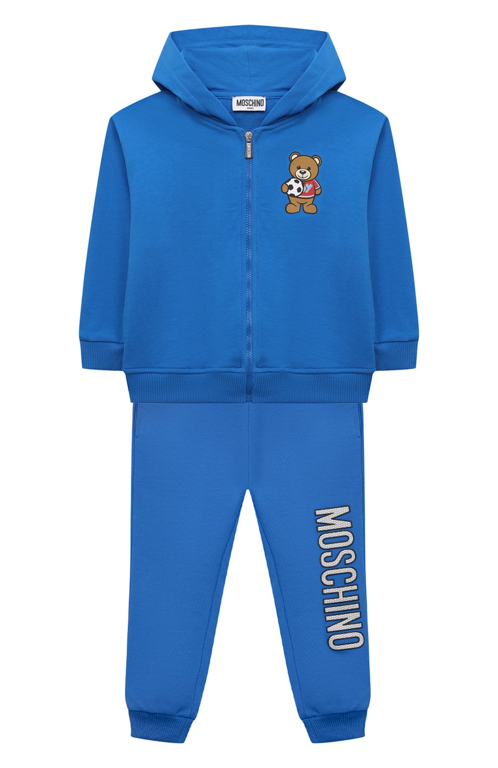 Комплект из толстовки и брюк MOSCHINO синего цвета по цене 29950 руб., арт. MUK04A/LCA53, фото 1 Комплект из толстовки и брюк MOSCHINO, арт. MUK04A/LCA53, фото 1