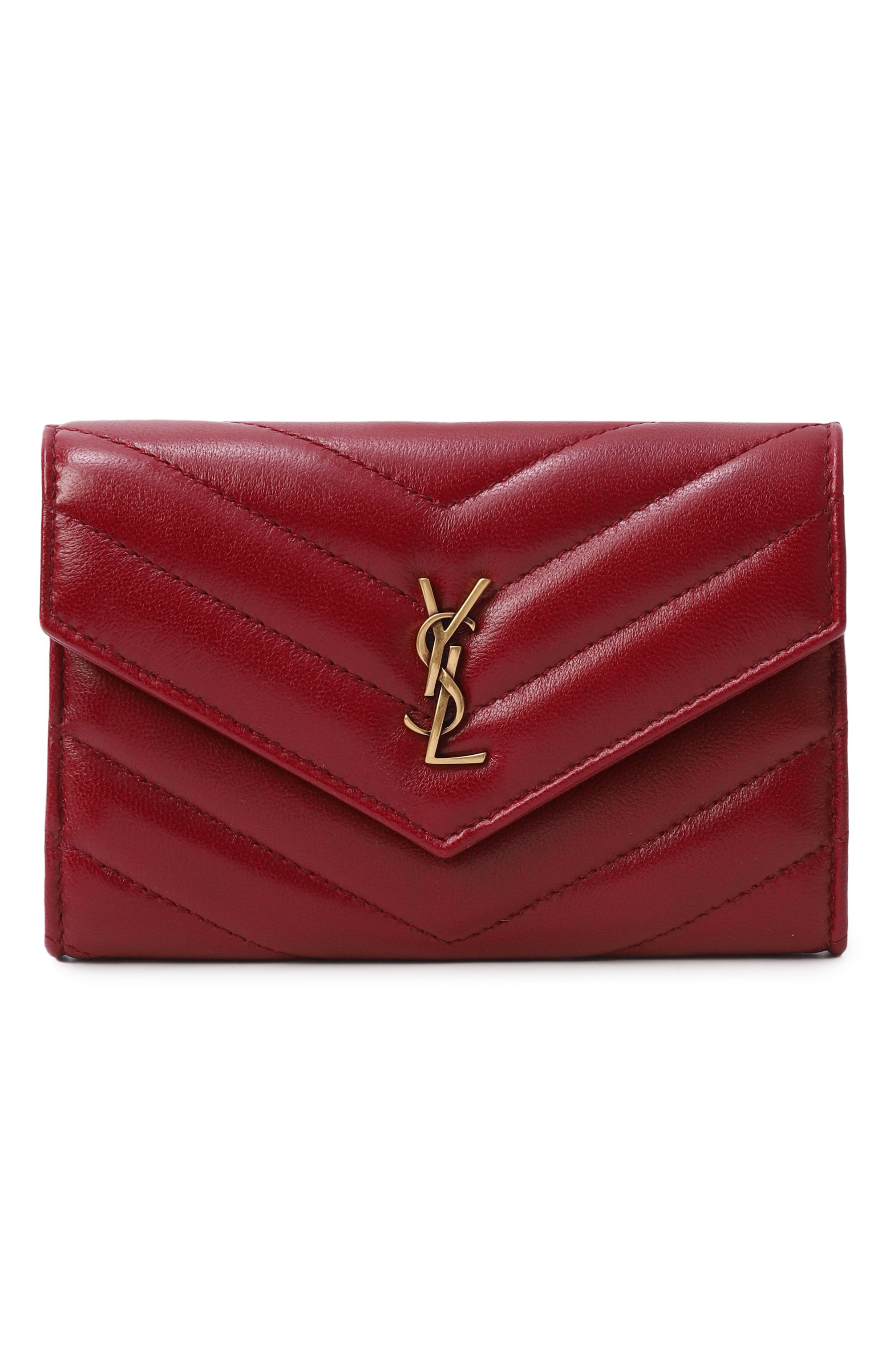 Кожаный кошелек SAINT LAURENT красного цвета по цене 76600 руб., арт. 863726/AAEAX, фото 1 Кожаный кошелек SAINT LAURENT, арт. 863726/AAEAX, фото 1