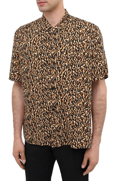 Рубашка из вискозы SAINT LAURENT коричневого цвета по цене 89600 руб., арт. 531956/Y2B13, фото 3 Рубашка из вискозы SAINT LAURENT, арт. 531956/Y2B13, фото 3