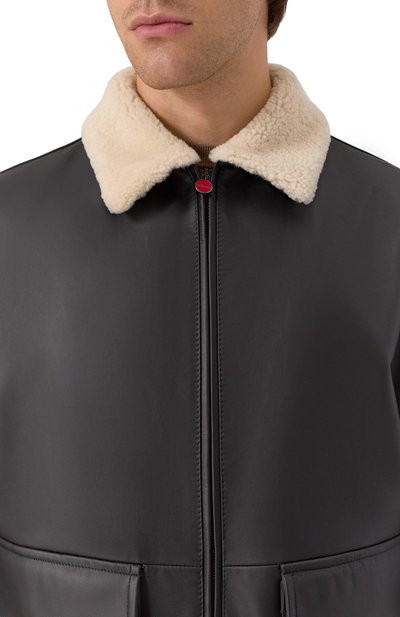 Кожаный бомбер с воротником из овчины KITON, арт. UW2240V0416H20/62-68, фото 5