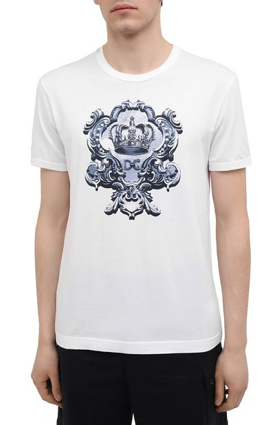 Хлопковая футболка DOLCE & GABBANA белого цвета по цене 42250 руб., арт. G8JX7T/FI76F, фото 3 Хлопковая футболка DOLCE & GABBANA, арт. G8JX7T/FI76F, фото 3