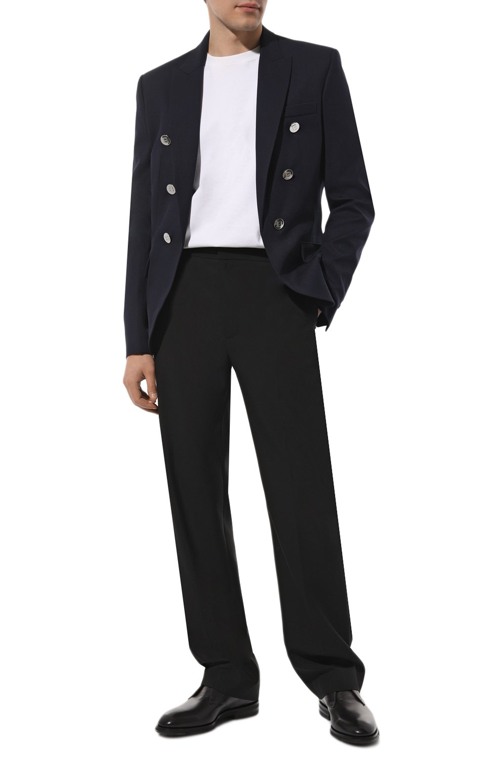 Шерстяной пиджак BALMAIN синего цвета по цене 95750 руб., арт. AH1SI316WB02, фото 2 Шерстяной пиджак BALMAIN, арт. AH1SI316WB02, фото 2