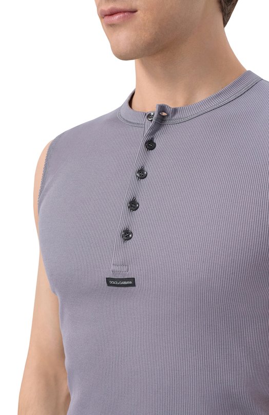 Хлопковая майка Dolce & Gabbana G8T09T/FU7AV Серый  G8T09T/FU7AV Фото 5