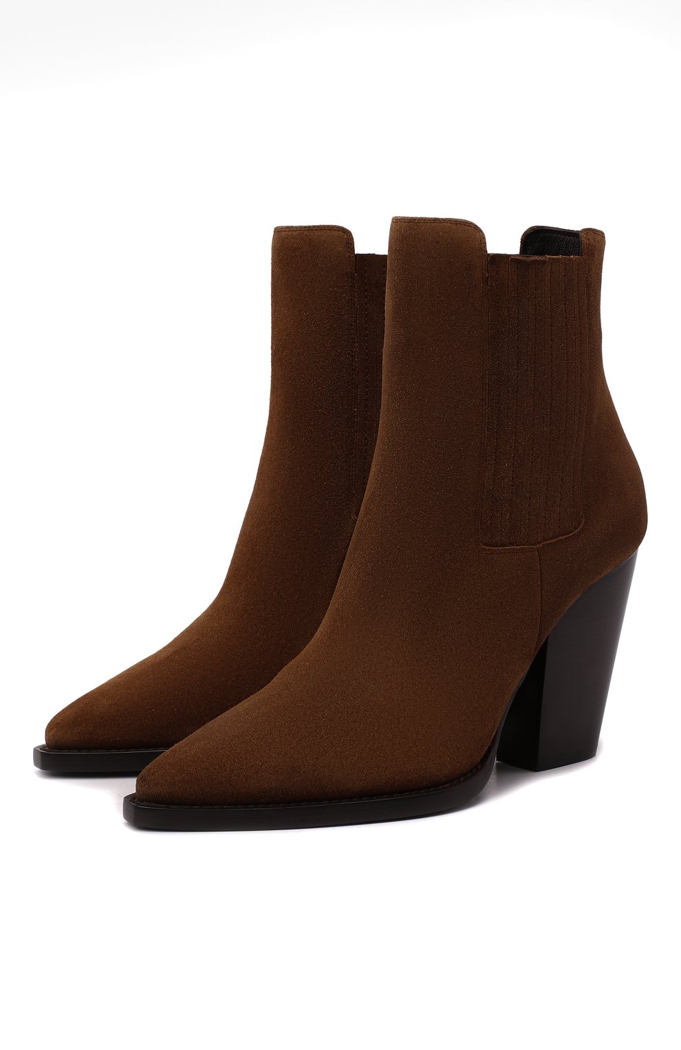 Женские темно-коричневые замшевые казаки theo SAINT LAURENT купить