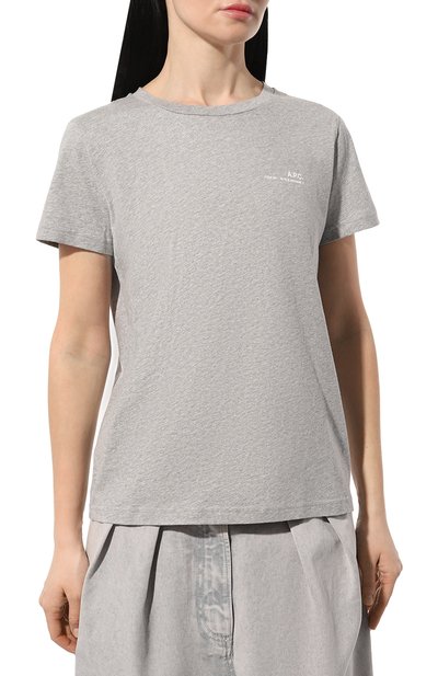 Хлопковая футболка A.P.C. серого цвета по цене 9990 руб., арт. C0FBT-F26012, фото 3 Хлопковая футболка A.P.C., арт. C0FBT-F26012, фото 3