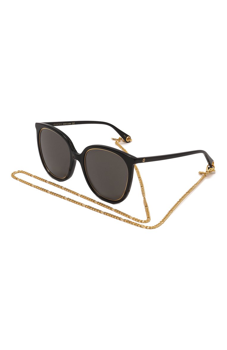 Женские солнцезащитные очки GUCCI черного цвета, арт. 691290 J0741 | Фото 1 (Кросс-КТ: С/з-унисекс; Материал: Пластик; Тип очков: С/з; Нос: Не проставлено; Региональные ограничения белый список (Axapta Mercury): Не проставлено; Оптика Гендер: оптика-унисекс; Очки форма: Круглые)