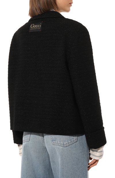 Шерстяной жакет GUCCI черного цвета по цене 331200 руб., арт. 643287 ZAF3G, фото 4 Шерстяной жакет GUCCI, арт. 643287 ZAF3G, фото 4