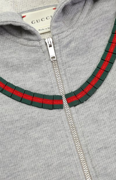 Спортивный кардиган на молнии с контрастной отделкой и капюшоном GUCCI, арт. 458195/X5N28, фото 3