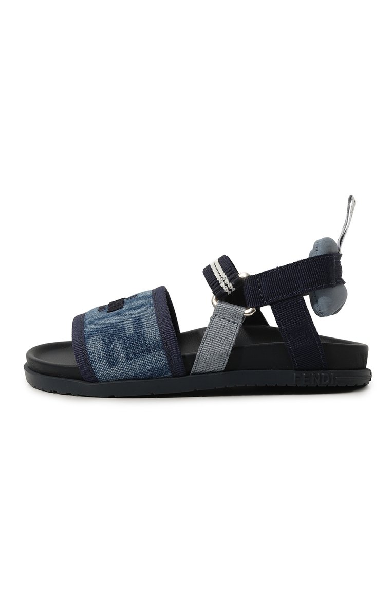 Детские текстильные сандалии FENDI синего цвета, арт. JMR437/AQ6P/27-31 | Фото 2 (Нос: Не проставлено; Материал внешний: Текстиль; Материал внутренний: Текстиль; Автоматизация состава: �Проставлено)