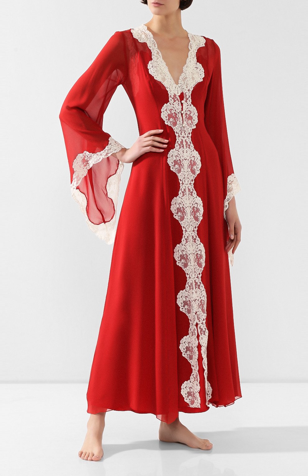 Халат JANE WOOLRICH красного цвета по цене 86560 руб., арт. 56813silkchiffon, фото 2 Халат JANE WOOLRICH, арт. 56813silkchiffon, фото 2