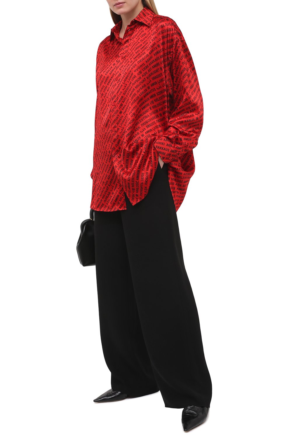Атласная рубашка BALENCIAGA красного цвета по цене 111000 руб., арт. 623037/TJLI1, фото 2 Атласная рубашка BALENCIAGA, арт. 623037/TJLI1, фото 2