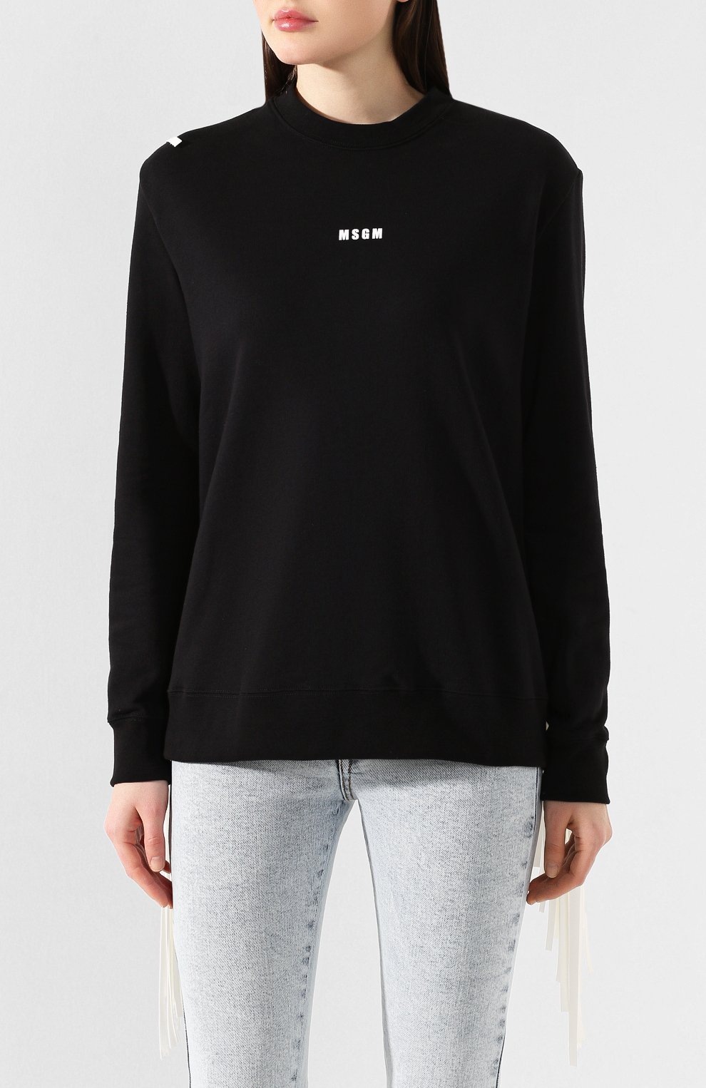 Хлопковый свитшот MSGM черного цвета по цене 28750 руб., арт. 2841MDM105 207299, фото 3 Хлопковый свитшот MSGM, арт. 2841MDM105 207299, фото 3