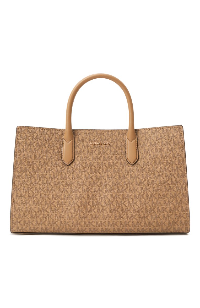 Женская сумка scarlett medium MICHAEL MICHAEL KORS бежевого цвета, арт. 30R5GETS2V | Фото 1 (Ремень/цепочка: На ремешке; Размер: medium; Драгоценные камни: Проставлено; Материал сплава: Проставлено; Материал: Канва)