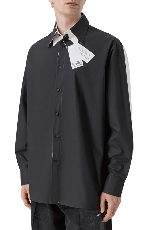 Хлопковая рубашка MM6 SH2DT0028/M35256 Чёрно-белый  SH2DT0028/M35256 Фото 3