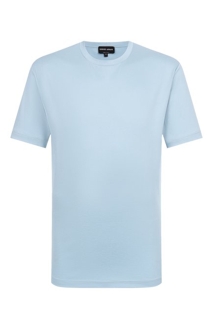 Мужская хлопковая футболка GIORGIO ARMANI голубого цвета, арт. 6LSM90/SJTKZ | Фото 1 (Драгоценные камни: Проставлено; Материал сплава: Проставлено; Материал внешний: Хлопок; Длина (для топов): Стандартные; Рукава: Короткие)