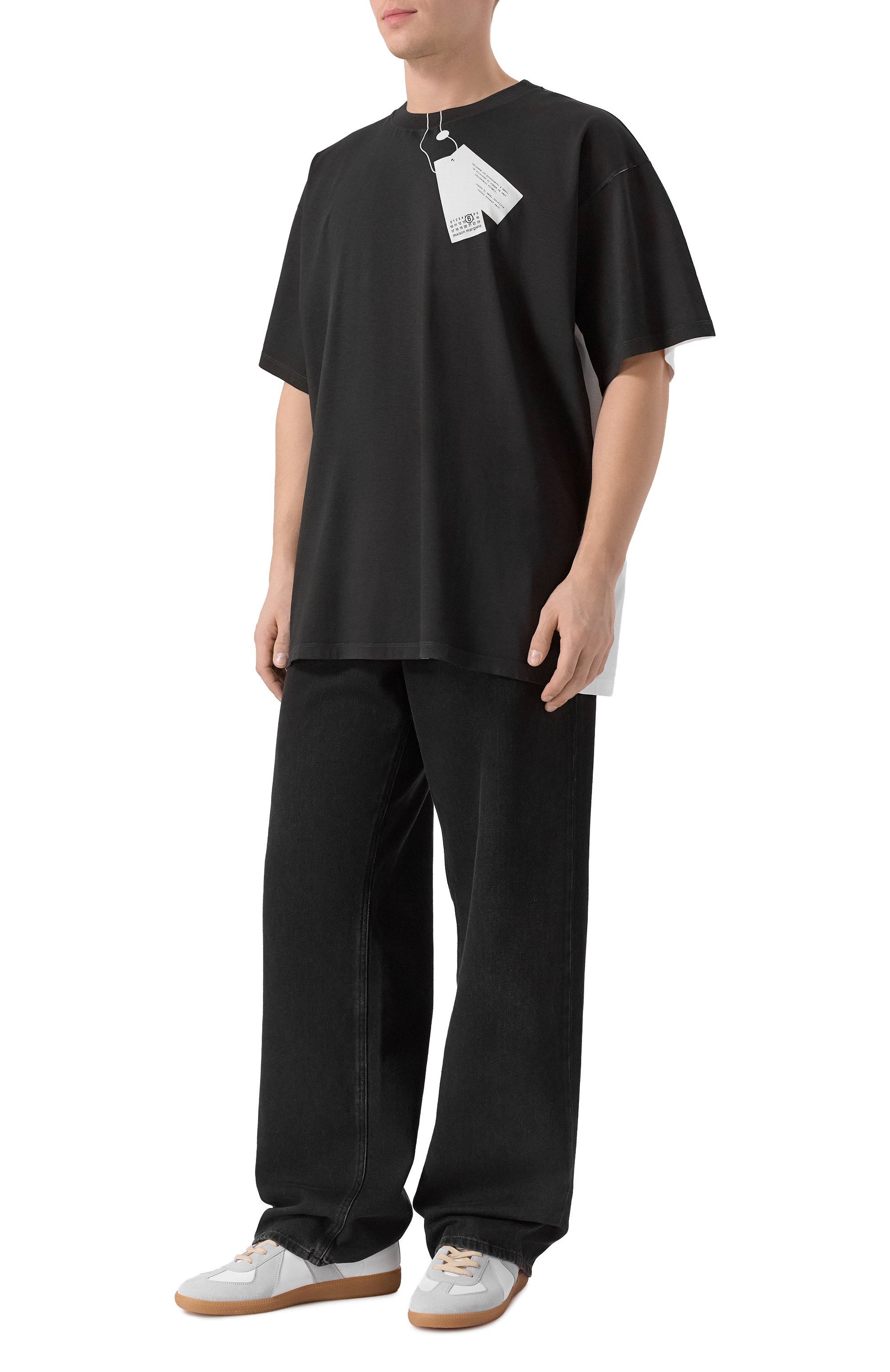 Хлопковая футболка MM6 черно-белого цвета по цене 49950 руб., арт. SH2GC0029/M20048, фото 2 Хлопковая футболка MM6, арт. SH2GC0029/M20048, фото 2