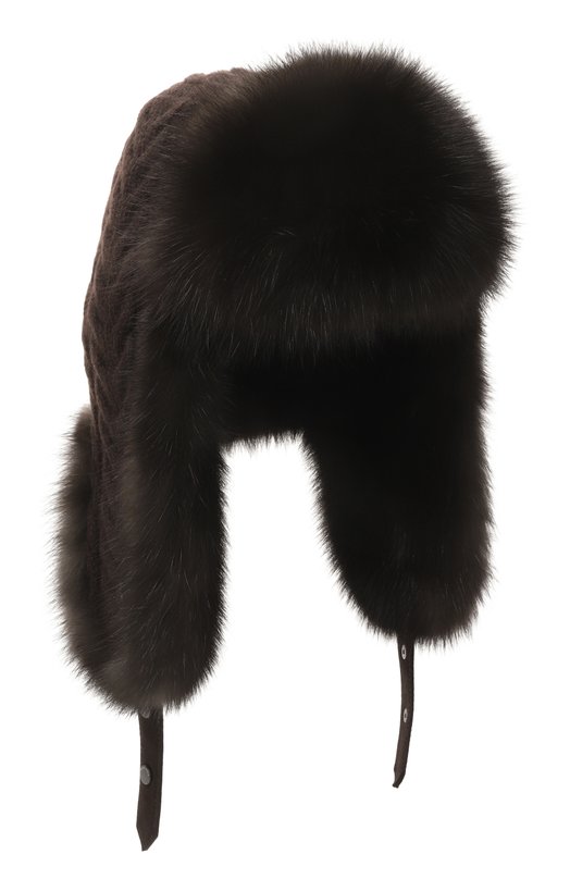 Утепленная шапка-ушанка с отделкой из соболя Black Sable BS-FHK-EB Коричневый BS-FHK-EB