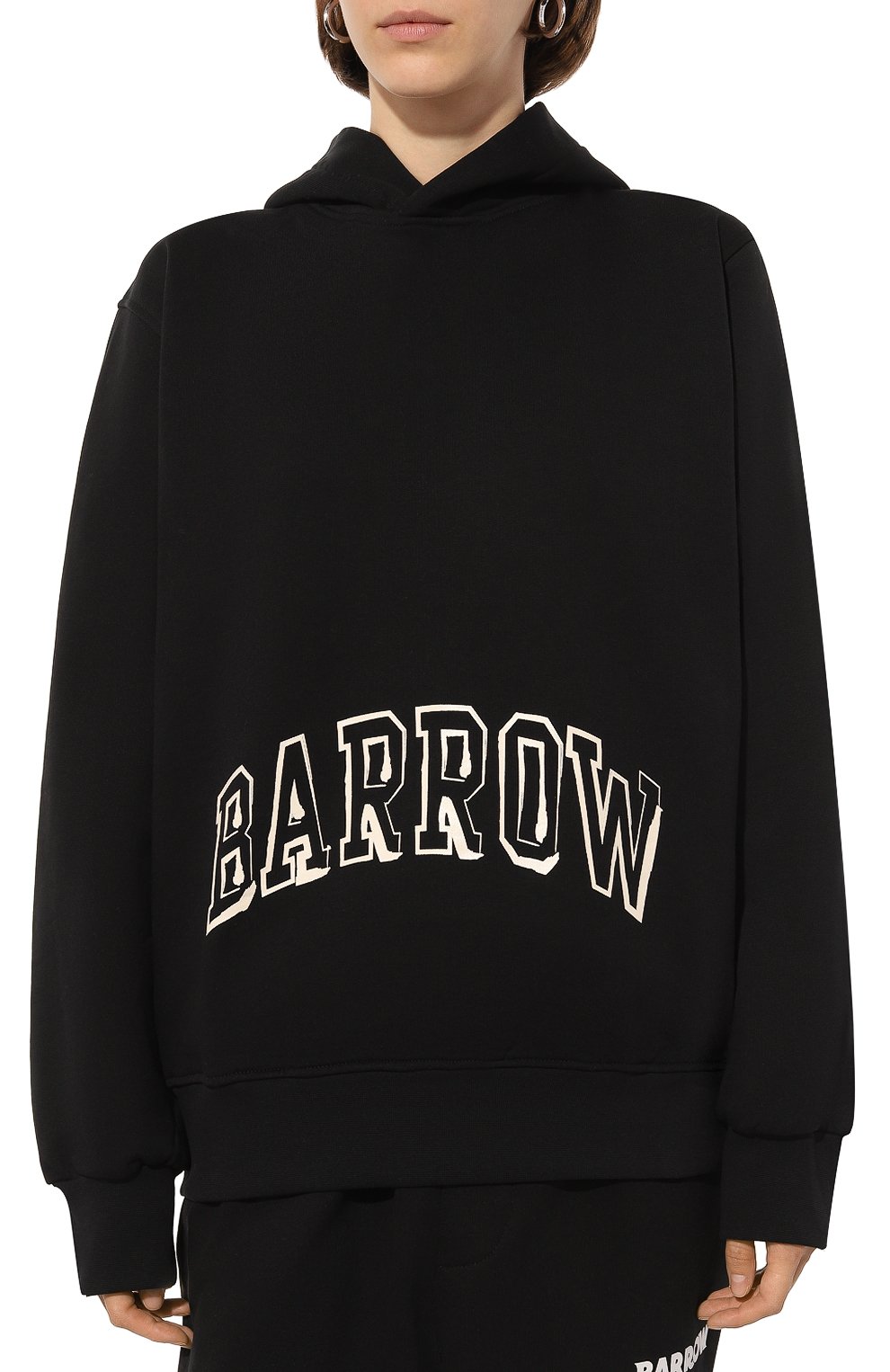 Хлопковое худи BARROW черного цвета по цене 42900 руб., арт. F4BWW0HS092, фото 3 Хлопковое худи BARROW, арт. F4BWW0HS092, фото 3