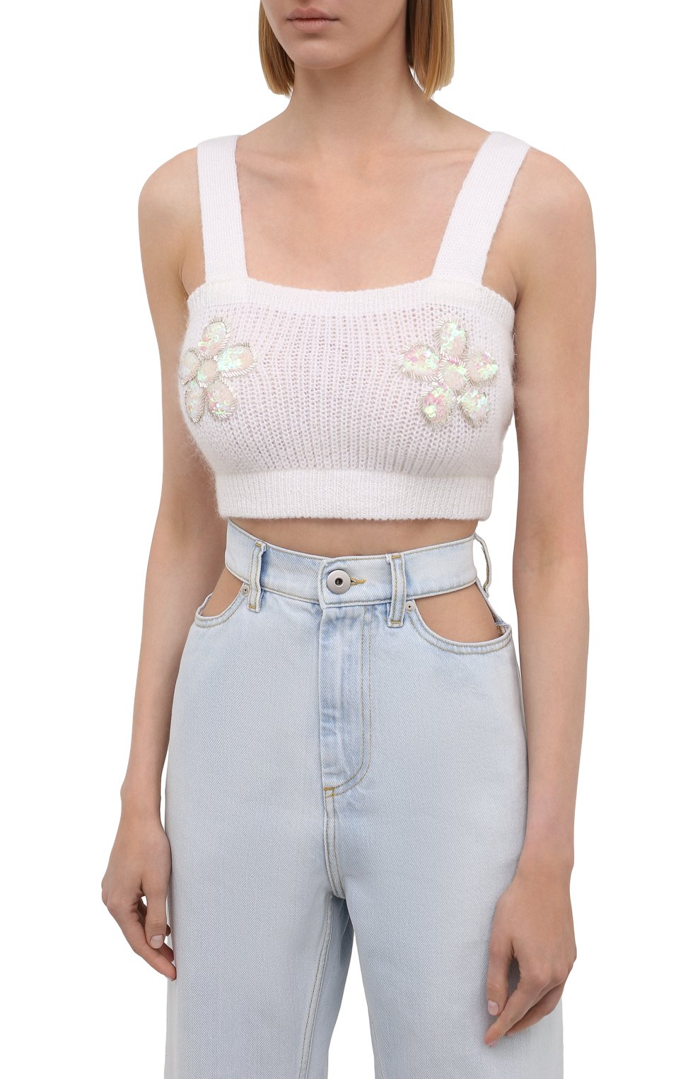 Топ ALESSANDRA RICH белого цвета по цене 38500 руб., арт. FAB2609-K2858, фото 3 Топ ALESSANDRA RICH, арт. FAB2609-K2858, фото 3