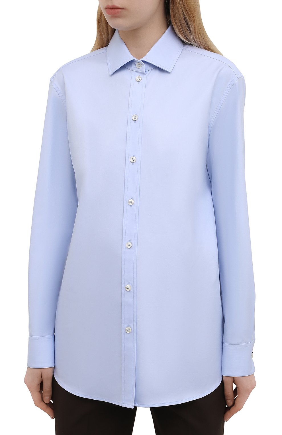Хлопковая рубашка SAINT LAURENT голубого цвета по цене 66950 руб., арт. 648682/Y165R, фото 3 Хлопковая рубашка SAINT LAURENT, арт. 648682/Y165R, фото 3
