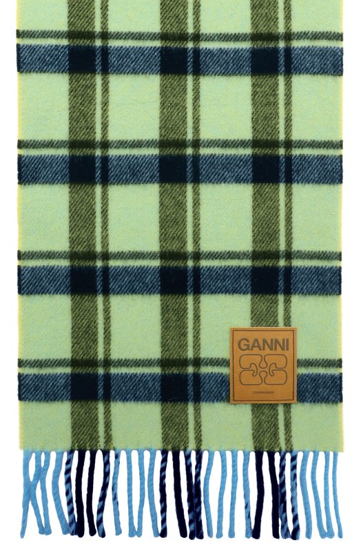 Шерстяной шарф Ganni A6935 Зелёный  A6935 Фото 4