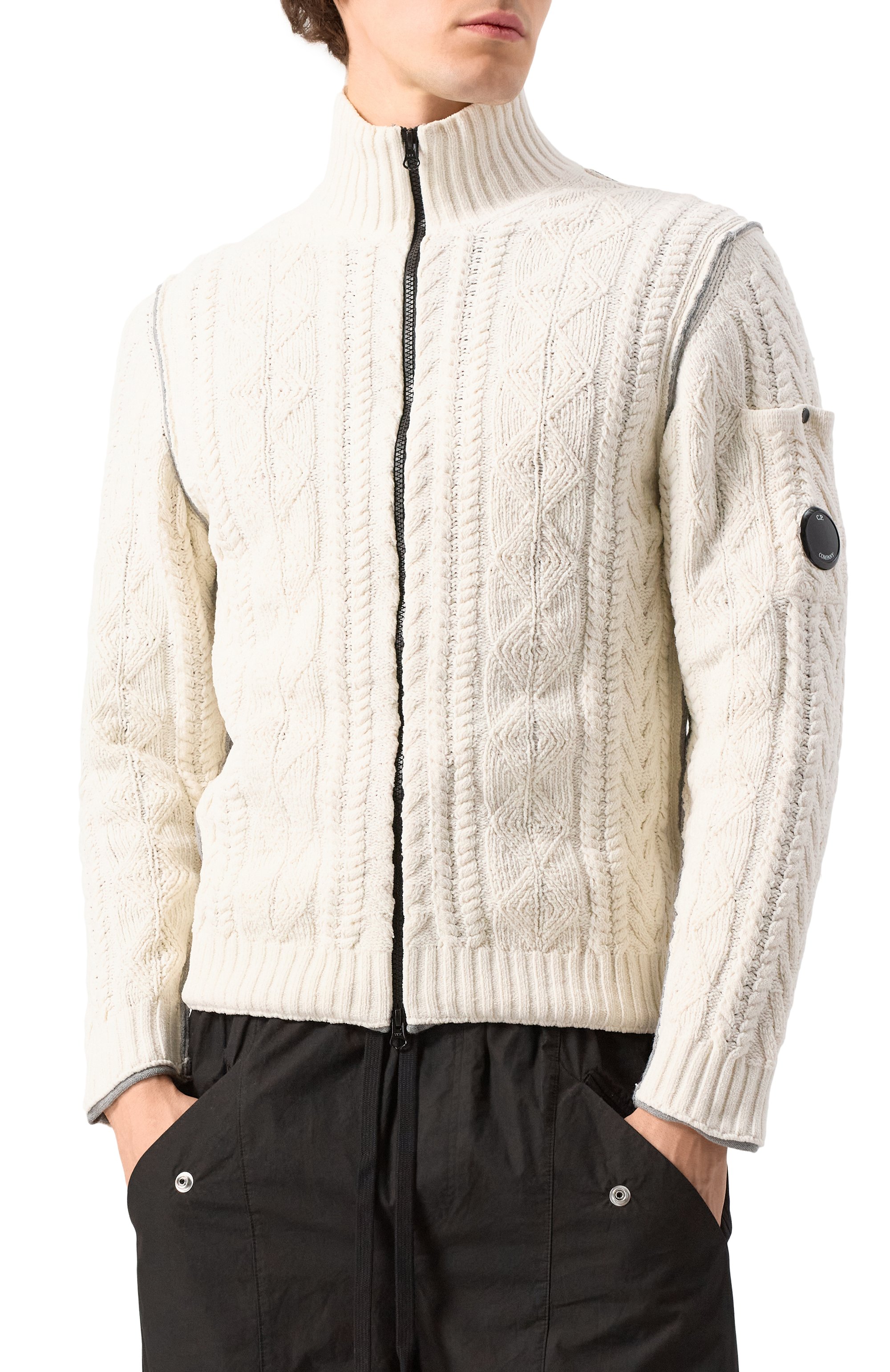 Хлопковый кардиган C.P. COMPANY белого цвета по цене 46100 руб., арт. 17CMKN191A110190G, фото 3 Хлопковый кардиган C.P. COMPANY, арт. 17CMKN191A110190G, фото 3