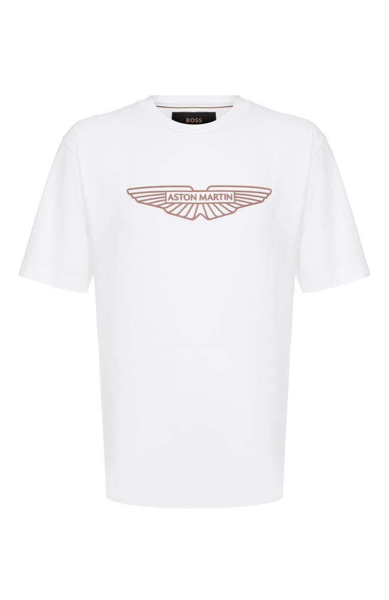 Мужская хлопковая футболка boss x aston martin BOSS CAMEL белого цвета, арт. 50537881 | Фото 1 (Длина (для топов): Стандартные; Материал внешний: Хлопок; Рукава: Короткие; Стили: Кэжуэл; Принт: С принтом; Кросс-КТ: Джерси; Мужское Кросс-КТ: Футболка-одежда)