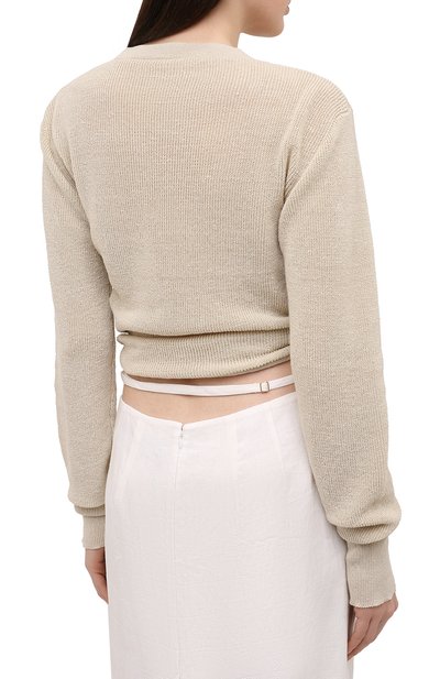 Льняной кардиган JACQUEMUS бежевого цвета по цене 32550 руб., арт. 211KN42/210800, фото 4 Льняной кардиган JACQUEMUS, арт. 211KN42/210800, фото 4