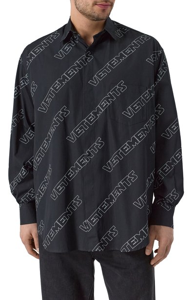 Хлопковая рубашка VETEMENTS черного цвета по цене 99500 руб., арт. UE54SH300B, фото 3 Хлопковая рубашка VETEMENTS, арт. UE54SH300B, фото 3