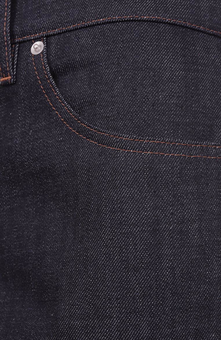 Женские джинсы JIL SANDER темно-синего цвета, арт. J03KA0299/J46463 | Фото 6 (Автоматизация ТО: Проставлено; Материал внешний: Хлопок, Деним; Автоматизация состава: Проставлено; Длина (брюки, джинсы): Удлиненные; Кросс-КТ: Деним; Силуэт Ж (брюки и джинсы): Прямые; Стили: Минимализм; Детали: Вышивка)