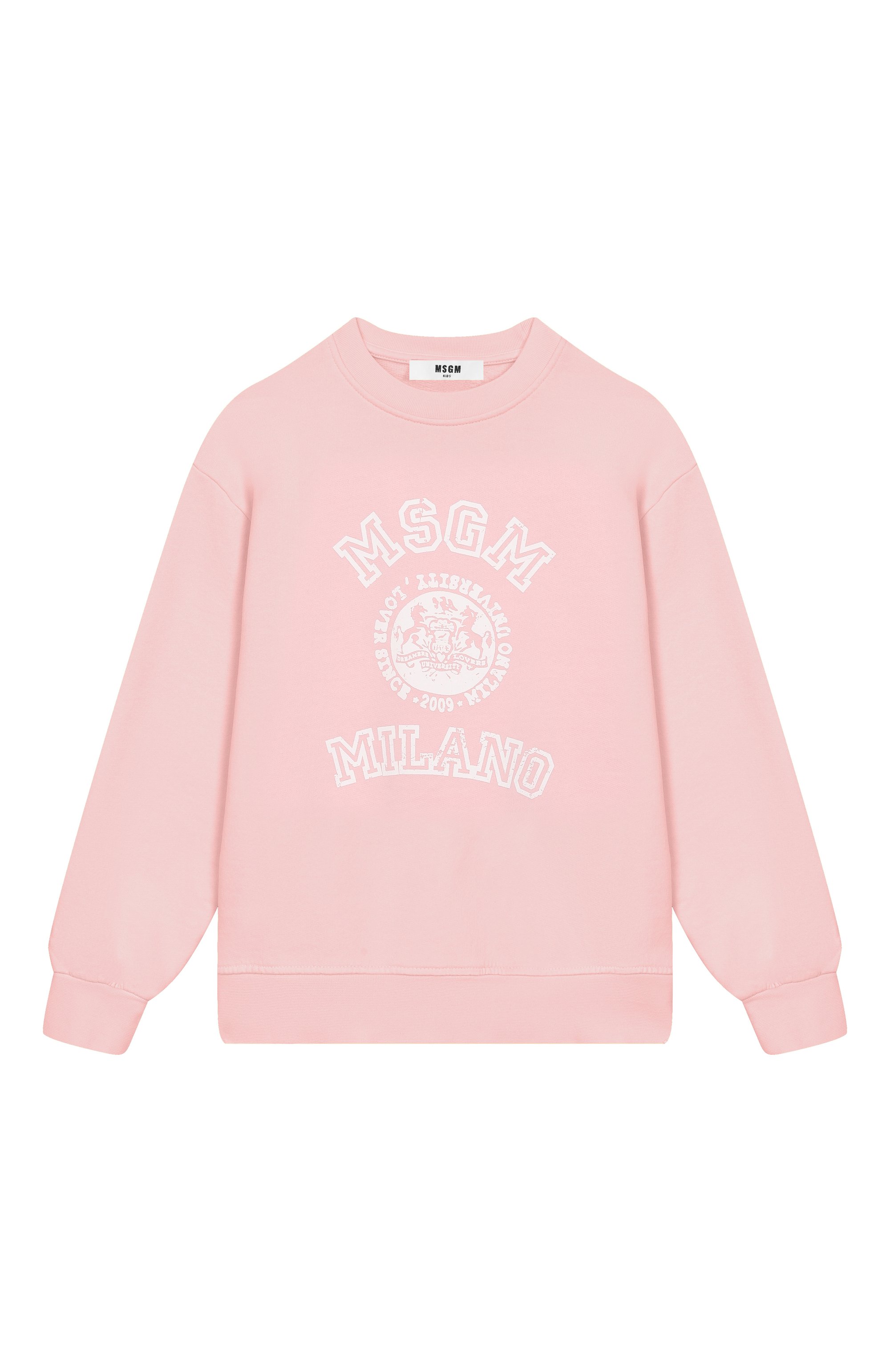Хлопковый свитшот MSGM KIDS светло-розового цвета по цене 14150 руб., арт. S6MSJUSW053, фото 1 Хлопковый свитшот MSGM KIDS, арт. S6MSJUSW053, фото 1