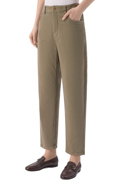 Джинсы BRUNELLO CUCINELLI хаки цвета по цене 133000 руб., арт. MB057P5319, фото 3 Джинсы BRUNELLO CUCINELLI, арт. MB057P5319, фото 3