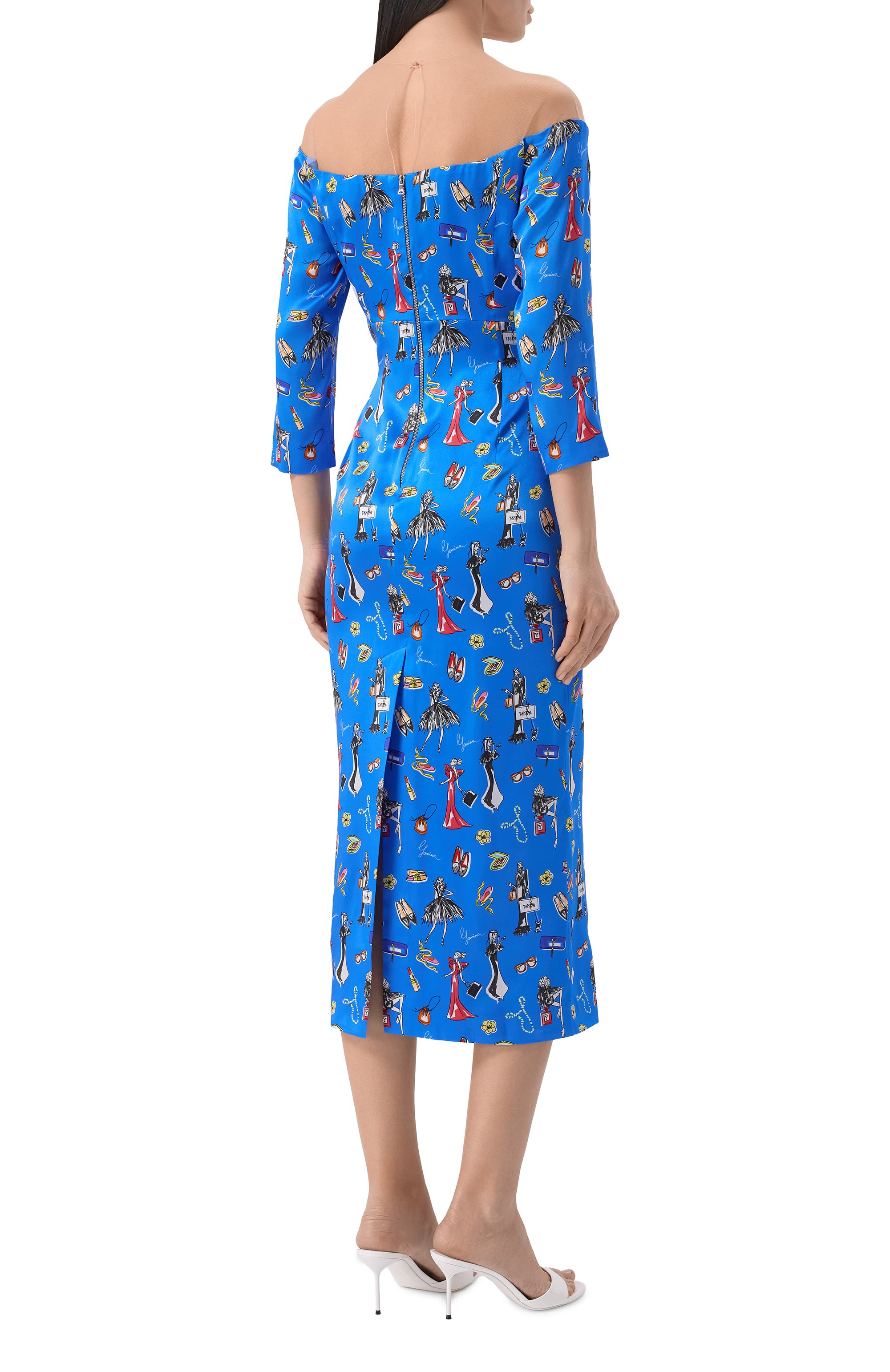 Шелковое платье YANINA синего цвета по цене 160080 руб., арт. T-3120A, фото 3 Шелковое платье YANINA, арт. T-3120A, фото 3