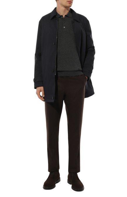 Мужское шерстяное поло CORNELIANI темно-серого цвета, арт. 94M507-9425100 | Фото 2 (Рукава: Длинные; Материал внешний: Шерсть; Длина (для топов): Стандартные; Драгоценные камни: Проставлено; Материал сплава: Проставлено)