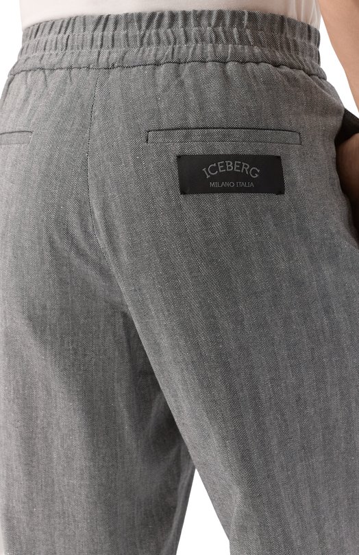 Брюки из хлопка и льна Iceberg B131/0140 Серый  B131/0140 Фото 6