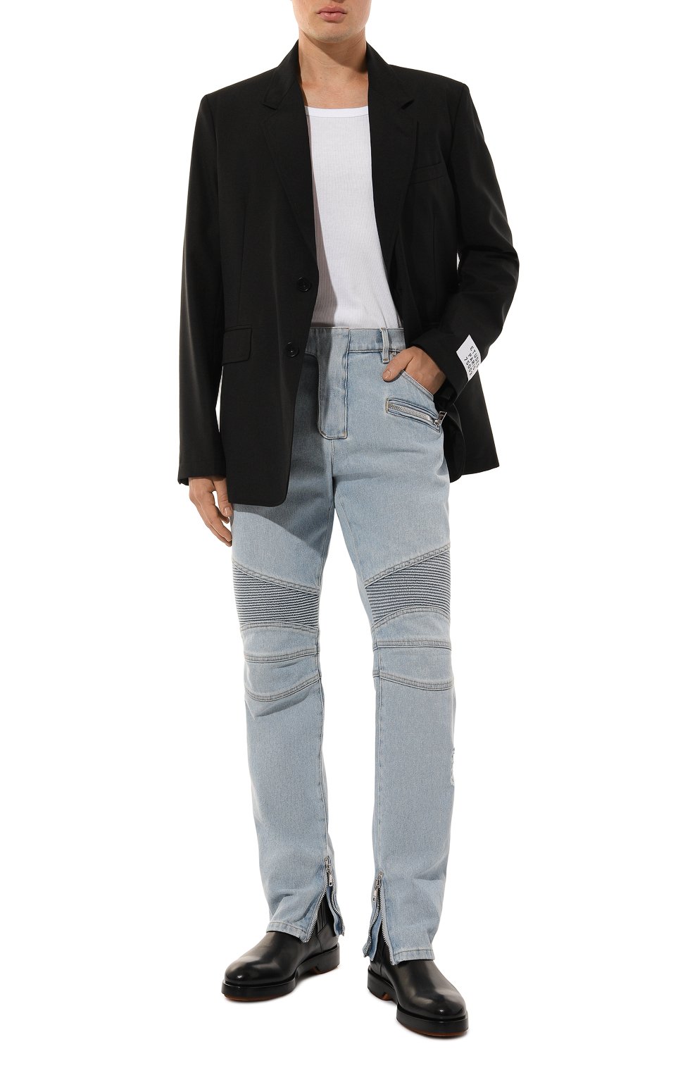 Джинсы BALMAIN голубого цвета по цене 110000 руб., арт. DH1MG009/DE59, фото 2 Джинсы BALMAIN, арт. DH1MG009/DE59, фото 2