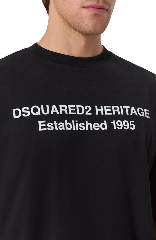 Хлопковая футболка Dsquared2 S74GD1456/D20020 Чёрный  S74GD1456/D20020 Фото 5